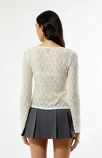 Beverly and Beck Lace Tie Front Long Sleeve Top
