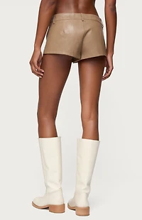 Edikted Melaney Faux Leather Micro Shorts