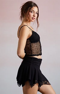 Third Charm Lace Asymmetrical Mini Skort