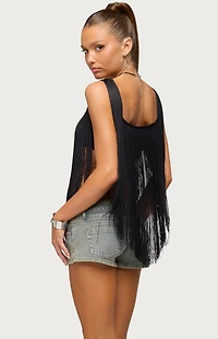 Edikted Eranthe Fringed Cropped Top