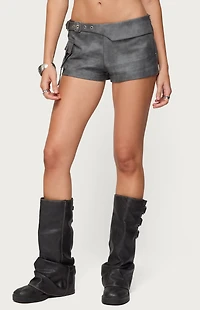 Edikted Houston Faux Leather Cargo Shorts