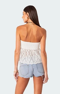 Edikted Lacey Cotton Scrunch Tube Top