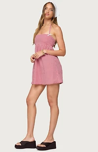 Edikted Rina Gingham Halter Mini Dress