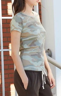 John Galt Camo Hailie Short Sleeve Top