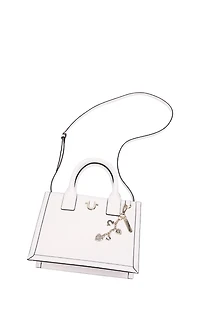True Religion White Modern Edge Charm Tote Bag