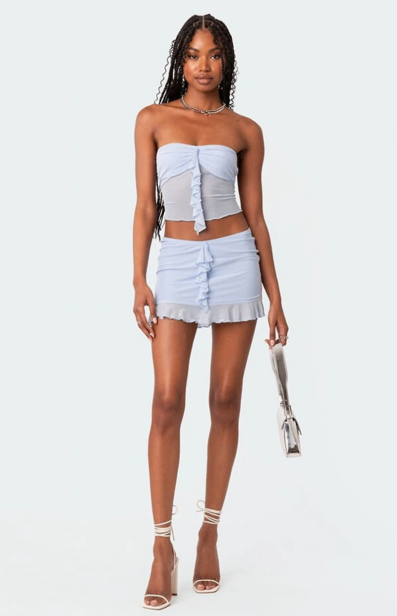 Edikted Solange Ruffle Mesh Tube Top