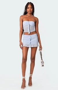 Edikted Solange Ruffle Mesh Tube Top