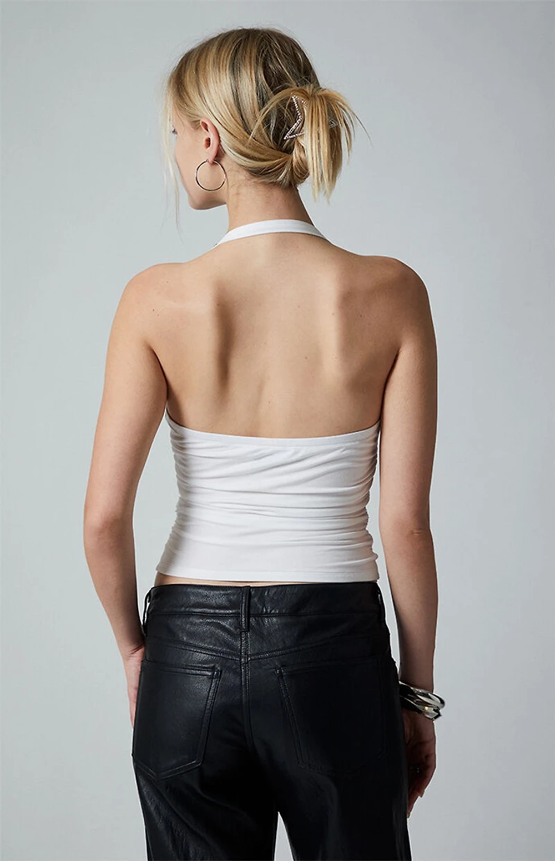 Third Charm Studded Strap Halter Tank Top