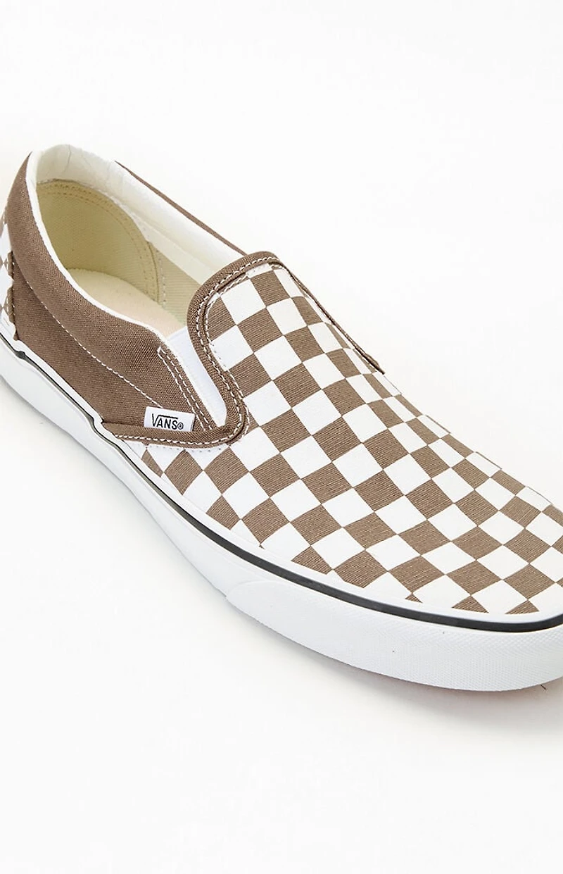 Vans Khaki Checkerboard Slip-On Shoes