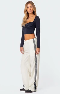 Edikted Remy Bow Ribbon Track Pants