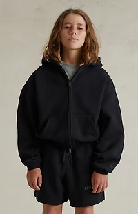 Fear of God ESSENTIALS Kids Jet Black Full Zip Fleece Hoodie