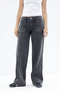 Pacsun Casey Black Button Pocket Low Rise Baggy Jeans