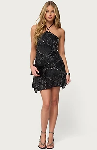 Edikted Adria Bead and Sequin Mini Dress