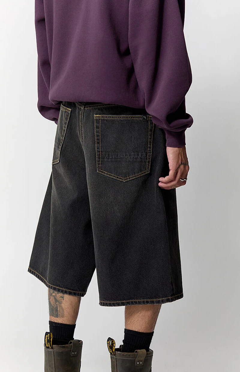 Pacsun Blaine Ultra Baggy Jorts Contrast Stitch Black