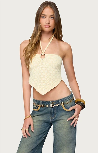 Edikted Alana Floral Handkerchief Halter Top