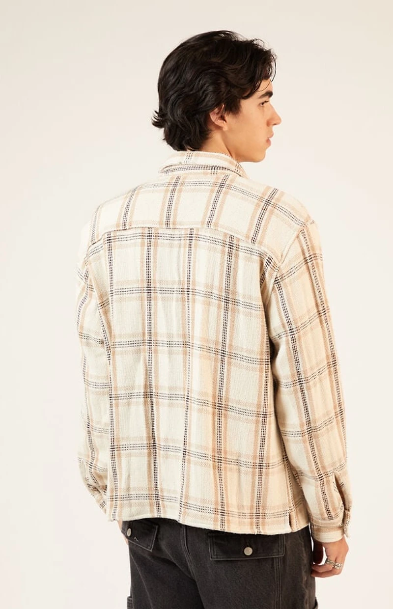 Pacsun Cream Tweed Plaid Overshirt