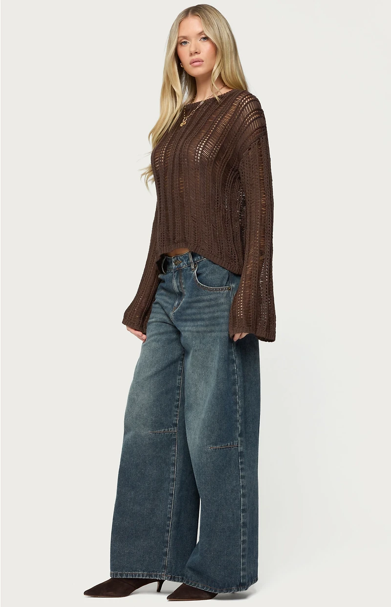 Edikted Jaide Sheer Ladder Knit Sweater