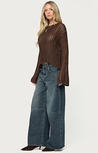 Edikted Jaide Sheer Ladder Knit Sweater