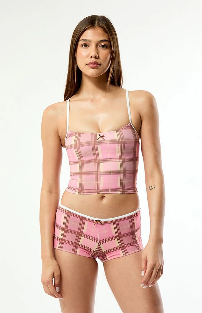 Snorkelbear Plaid Mom Tank Bikini Top