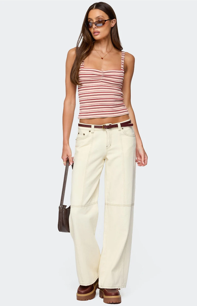 Edikted Adelia Striped Ruched Tank Top
