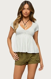 Edikted Chere V Neck Babydoll Top