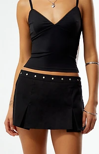 Third Charm Studded Pleated Mini Skirt