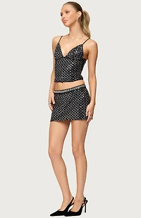 Edikted Jenny Beaded Mesh Boned Top