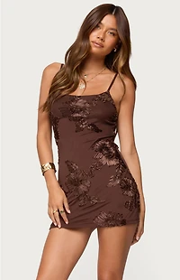 Edikted Caya Embroidered Floral Mini Dress