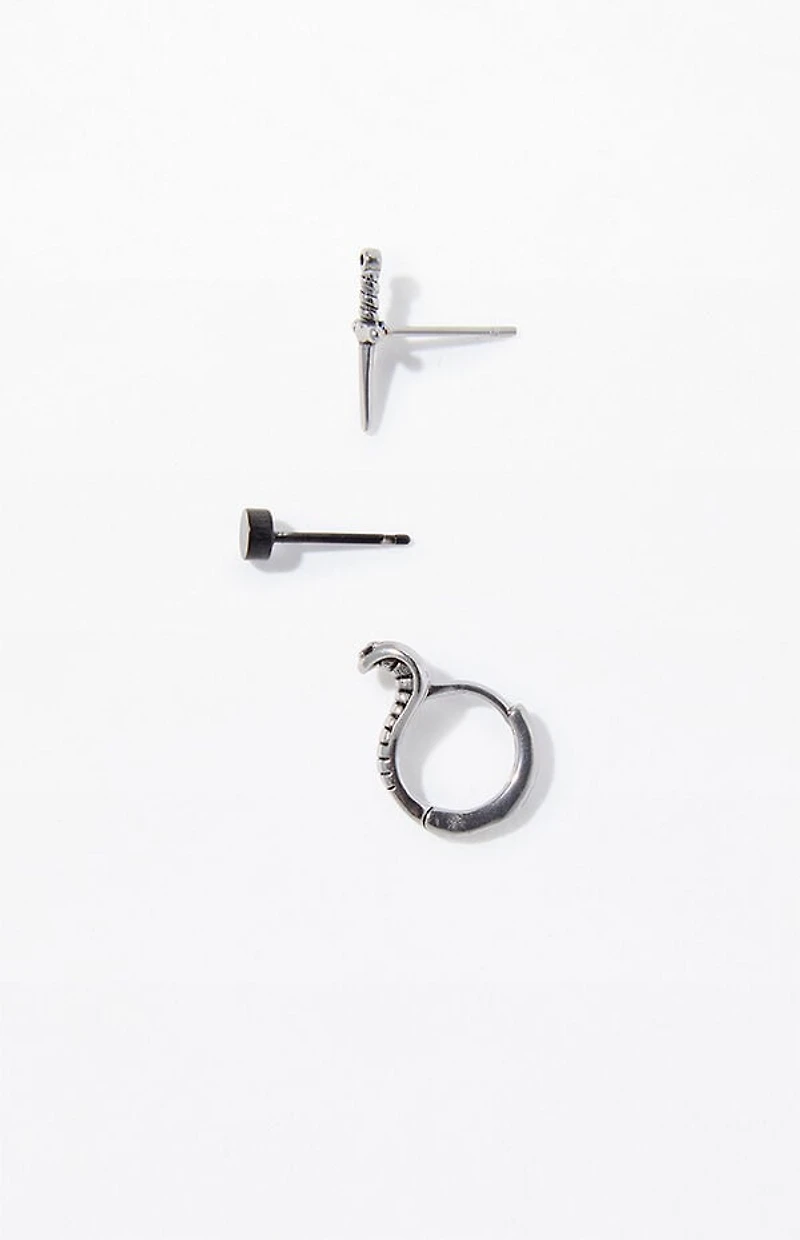 Pacsun 3 Piece Silver Dagger Earrings