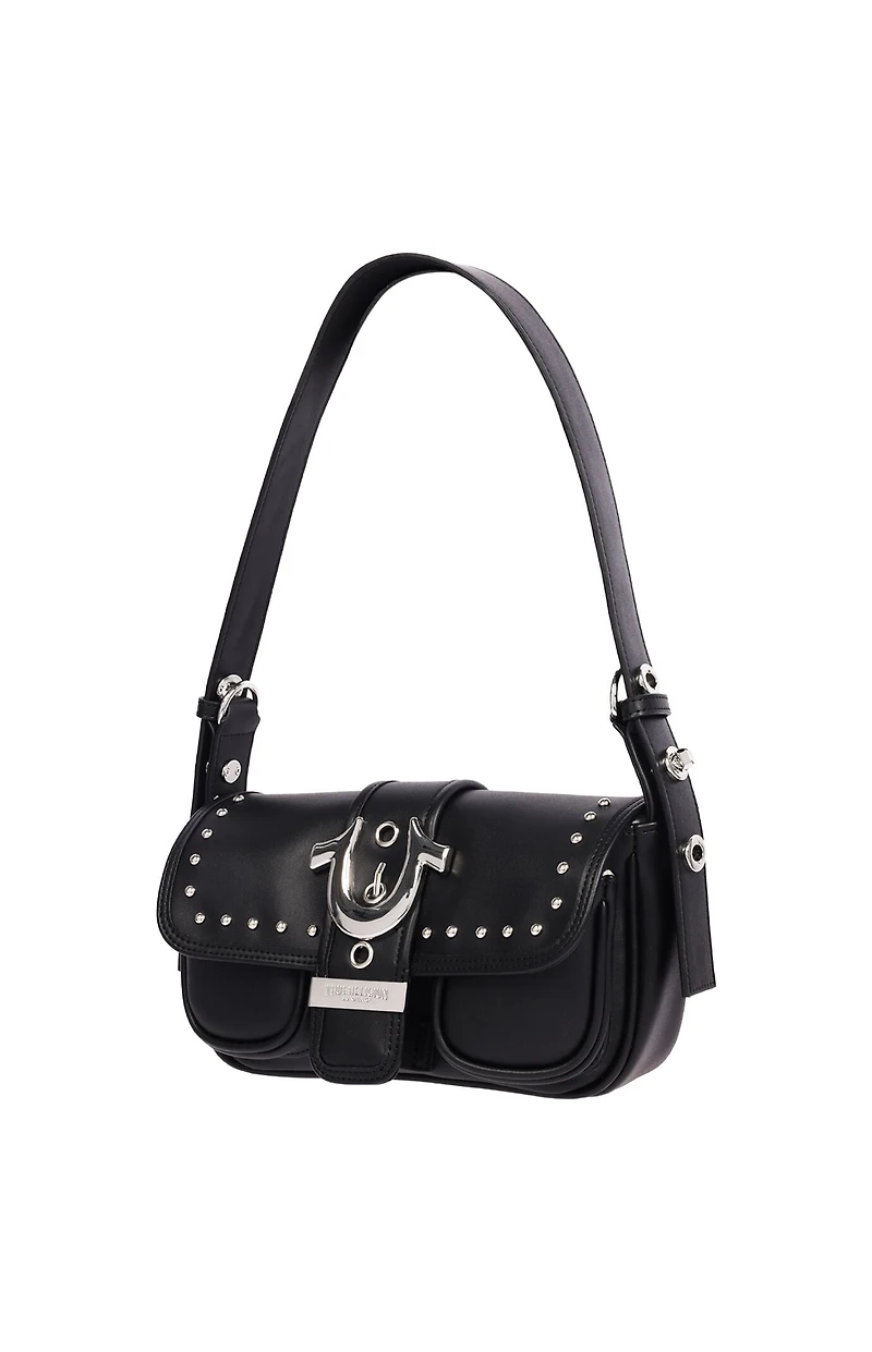 True Religion Smooth Moto Studded Shoulder Bag