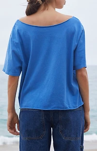 John Galt Blue Italia Off-The-Shoulder Short Sleeve Top