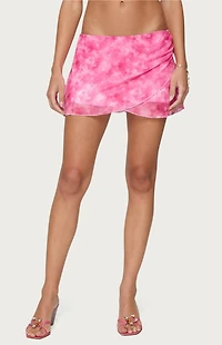 Edikted Tiedye Mesh Layered Mini Skirt