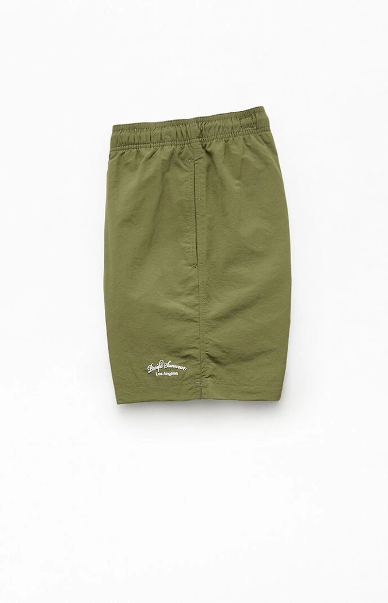 Pacsun Green Collegiate 6.5" Swim Trunks