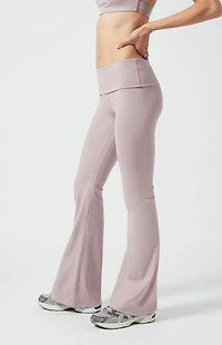 PAC 1980 WHISPER Active Mauve Fold-Over Waistband Flare Yoga Pants