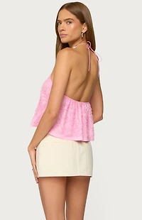 Edikted Ayva Embroidered Floral Bead Halter Top