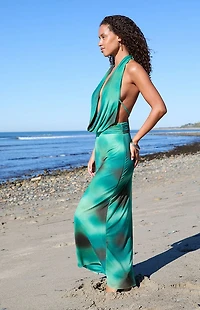 Third Charm Kira Printed Cowl Neck Maxi Dress