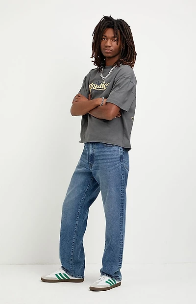 Pacsun Logan Relaxed Straight Jeans Medium Blue