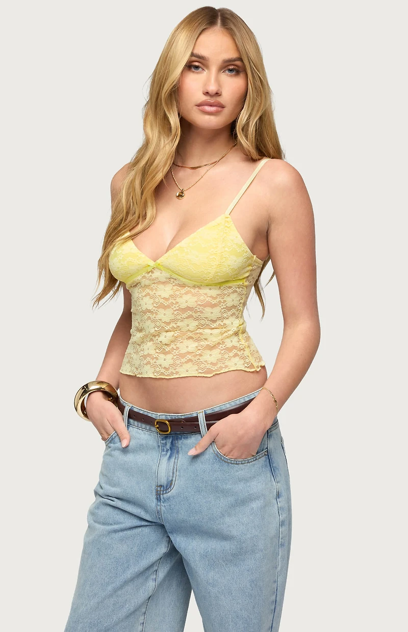 Edikted Eira Sheer Lace Tank Top