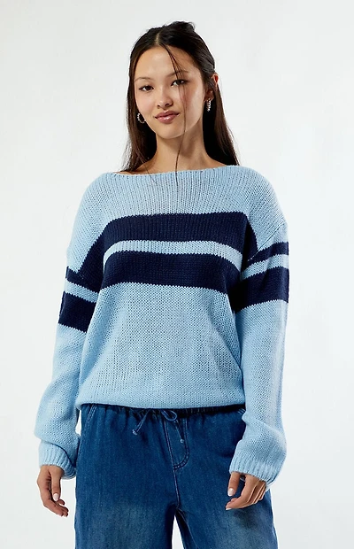LA Hearts Boat Neck Striped Sweater