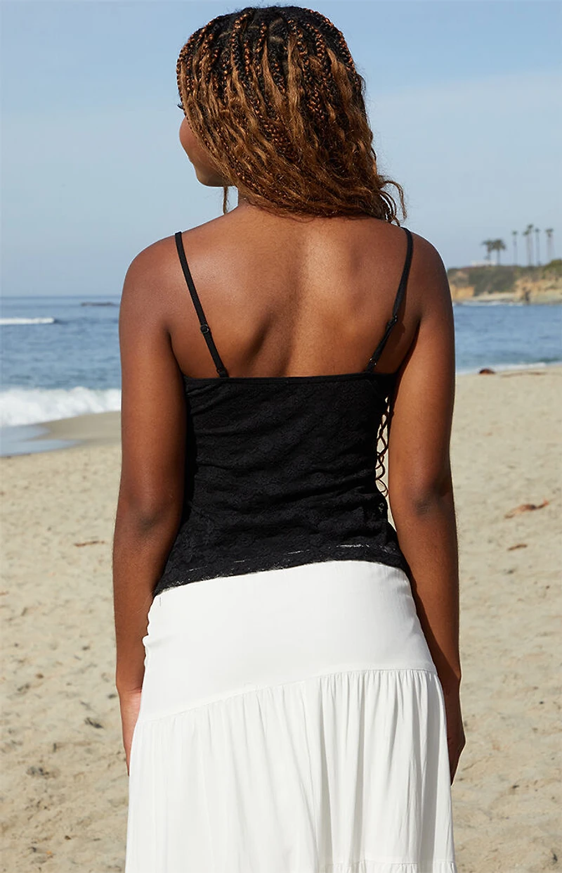 John Galt Black Amara Lace Tank Top