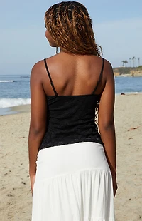 John Galt Black Amara Lace Tank Top