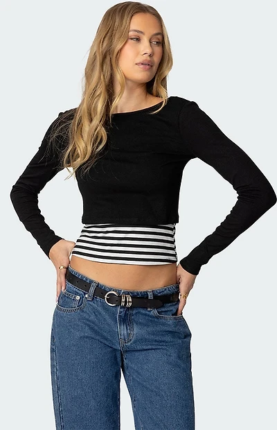 Edikted Shania Layered Striped Top