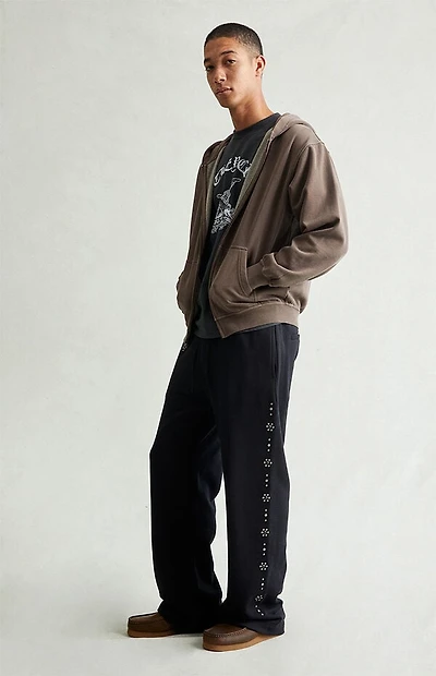 Pacsun Black Studded Fleece Extreme Baggy Sweatpants