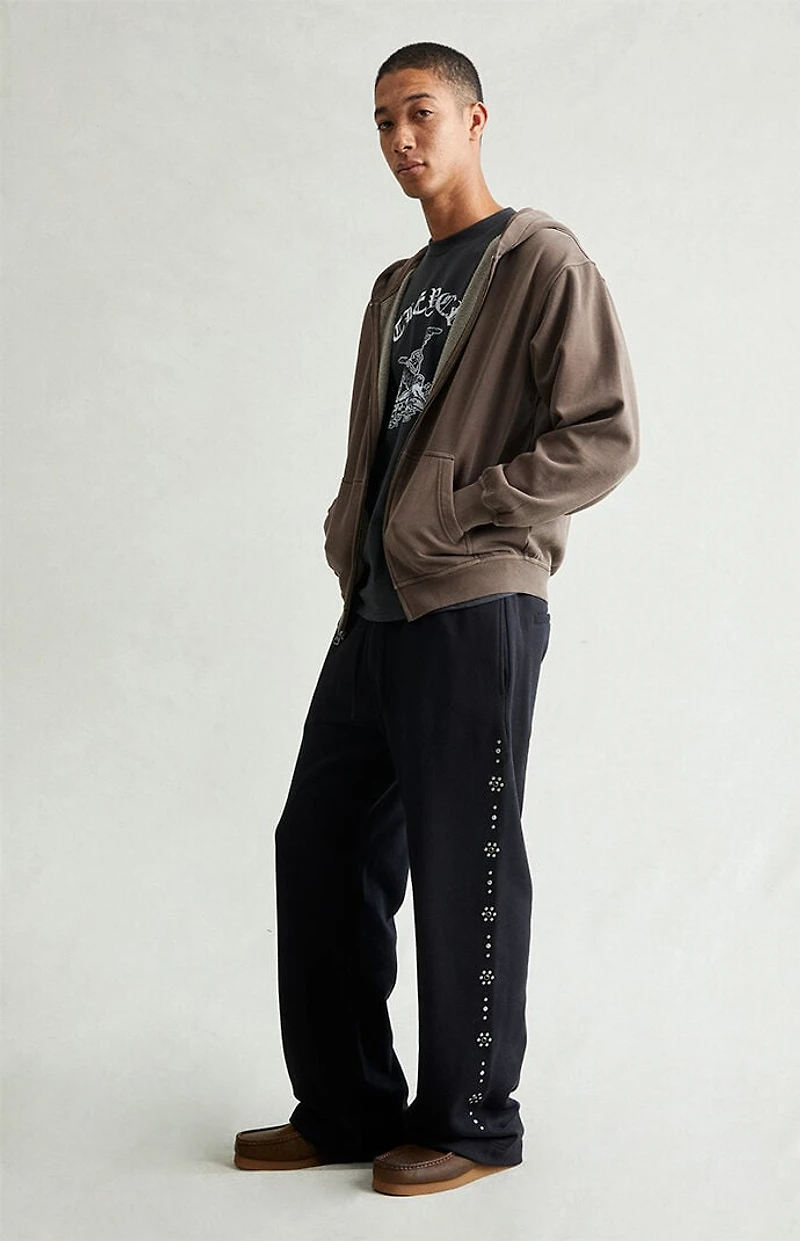 Pacsun Black Studded Fleece Extreme Baggy Sweatpants