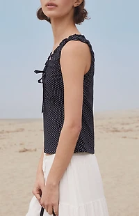 John Galt Black Polka Dot Malena Top