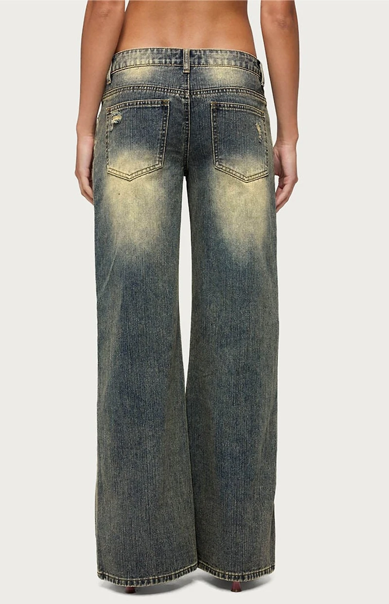 Edikted Noor Distressed Low Rise Baggy Jeans