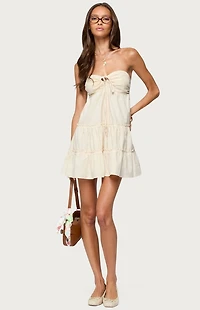 Edikted Safie Strapless Tiered Mini Dress