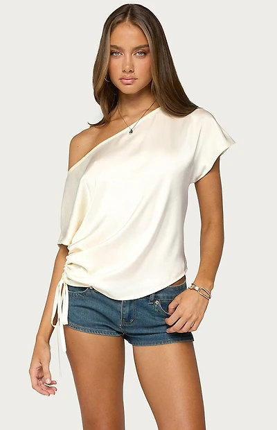 Edikted Jori Off Shoulder Satin Effect Top