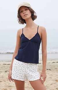 John Galt Navy Tiffany Bow Tank Top