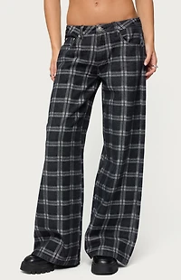 Edikted Kailani Plaid Low Rise Baggy Jeans